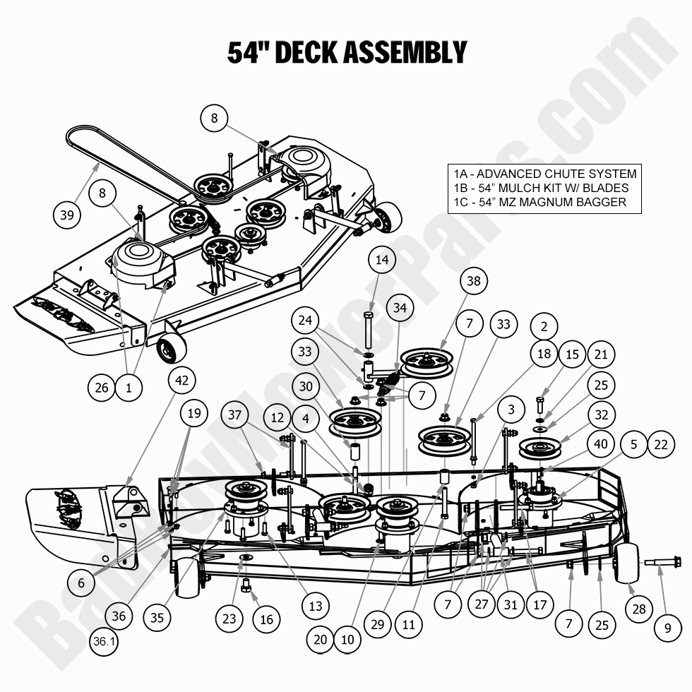 2258 - Bad Boy Mower Parts Lookup > 2020 > MZ & MZ Magnum > 54\" Deck Assembly